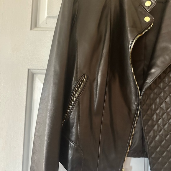 Cole Haan Black Quilted Leather Moto Jacket. Size large. - Picture 8 of 14